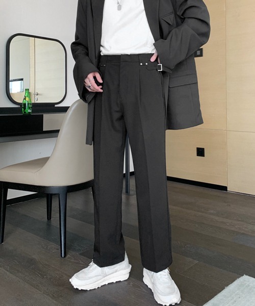 NOWLE（ノウル）の「【NOWLE】サイドベルト シングルタック セミワイド スラックス（スラックス・メンズ・ブラック/ベージュ/ホワイト・SMALL/MEDIUM/LARGE）」の7枚目の写真