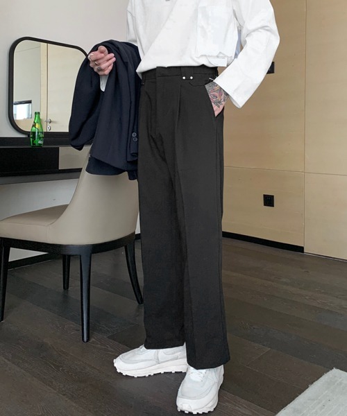 NOWLE（ノウル）の「【NOWLE】サイドベルト シングルタック セミワイド スラックス（スラックス・メンズ・ブラック/ベージュ/ホワイト・SMALL/MEDIUM/LARGE）」の16枚目の写真