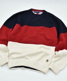 TOMMY HILFIGER | 【ヴィンテージ古着】90’s TOMMY HILFIGER トリコロール コットンニット(ニット/セーター)