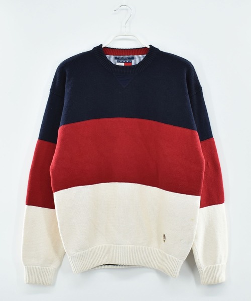 TOMMY HILFIGER(トミーヒルフィガー)の「【ヴィンテージ古着】90’s TOMMY HILFIGER トリコロール コットンニット(ニット/セーター・メンズ・マルチ・LARGE)」の2枚目の写真