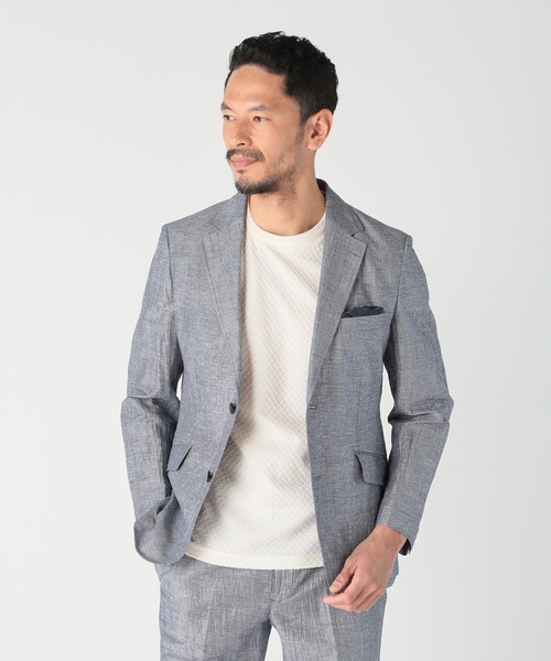 MEN'S BIGI DISTINCTIONテーラードジャケット　リネン混 XL MEN'S BIGI ジャケット テーラードジャケット コットンリネン