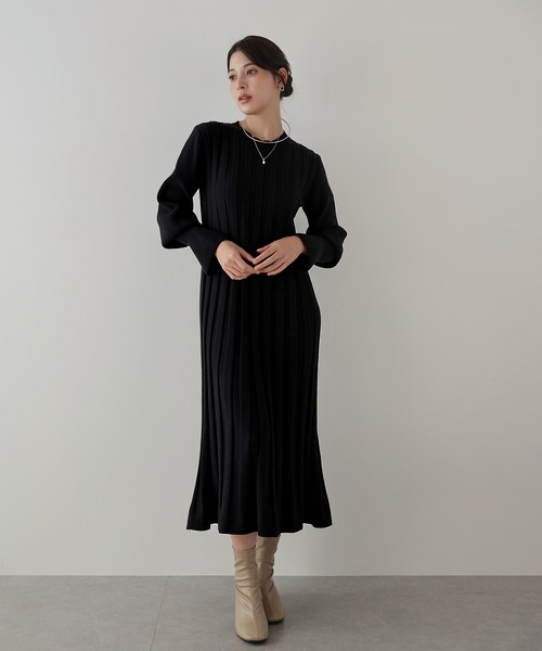 【セール】ワイドリブニットマーメイドワンピース（ワンピース）｜J by blue（ジェイバイブルー）