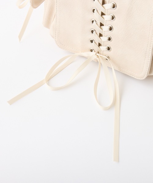 one after another NICE CLAUP(ワンアフターアナザーナイスクラップ)の「レースアップドロストバッグ(ショルダーバッグ・レディース・ダークブラウン/サックスブルー/アイボリー・FREE)」の12枚目の写真