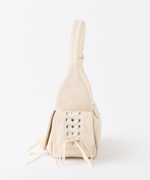 one after another NICE CLAUP(ワンアフターアナザーナイスクラップ)の「レースアップドロストバッグ(ショルダーバッグ・レディース・ダークブラウン/サックスブルー/アイボリー・FREE)」の10枚目の写真