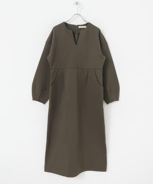 F by ROSSO（エフバイロッソ）の「F by ROSSO　『UR TECH』裏起毛ポンチワンピース（ワンピース・レディース・モカ/ブラック・38/36）」の6枚目の写真