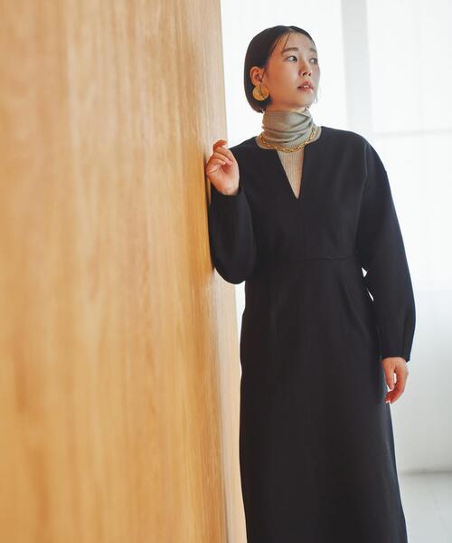 F by ROSSO（エフバイロッソ）の「F by ROSSO　『UR TECH』裏起毛ポンチワンピース（ワンピース・レディース・モカ/ブラック・38/36）」の14枚目の写真