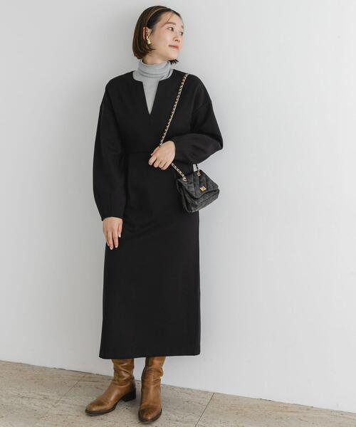 F by ROSSO（エフバイロッソ）の「F by ROSSO　『UR TECH』裏起毛ポンチワンピース（ワンピース・レディース・モカ/ブラック・38/36）」の18枚目の写真