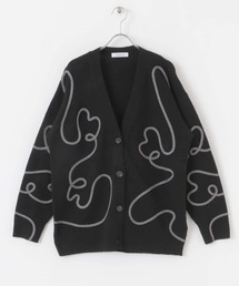 コード刺繍Vネックカーディガン