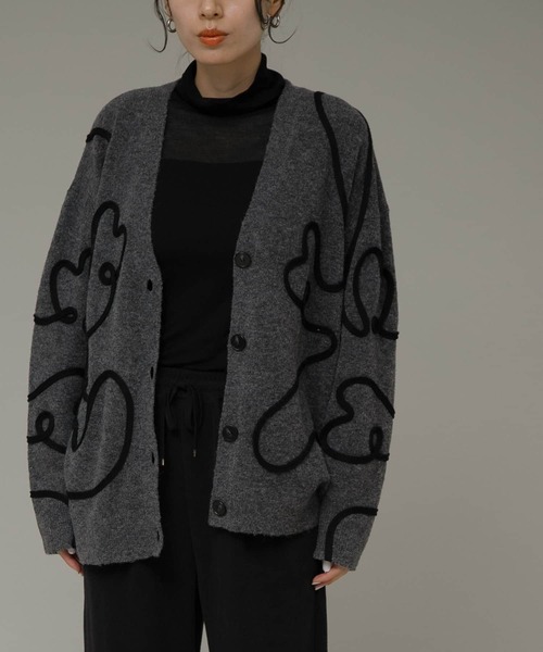 40❤️ブラック　カーディガン セール】片畔ニットショートカーディガン（カーディガン/ボレロ