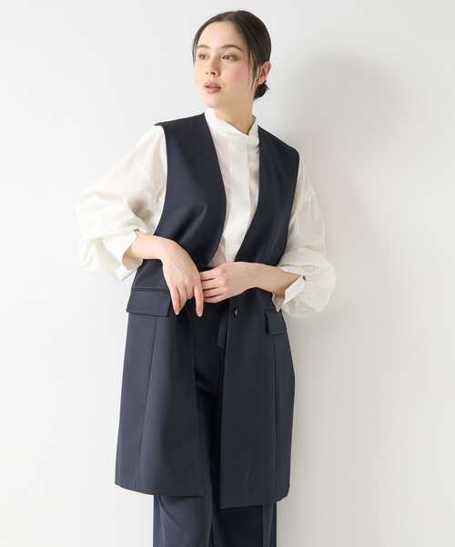 Tiara(ティアラ)の「シングルノーカラージレ(セットアップ対応)(ベスト・レディース・ネイビー/ベージュ・FREE)」の4枚目の写真