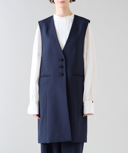 Tiara(ティアラ)の「シングルノーカラージレ(セットアップ対応)(ベスト・レディース・ネイビー/ベージュ・FREE)」の10枚目の写真