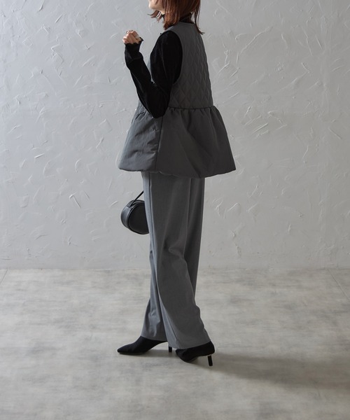 セール】パールボタンキルティングペプラムベスト（ベスト