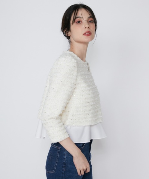 M マーリエル カセット ☆ラメスパンコールツイードブラウス M Maglie le cassetto》ラメスパンコールツイードブラウス