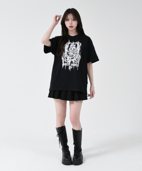★OY★GLITCHY DOLLY TEE - BLACK★正規品/韓国直送料込/人気 OY/オーワイ』DOT DOLLY CROPPED TEE/ドットドリークロップ半袖T