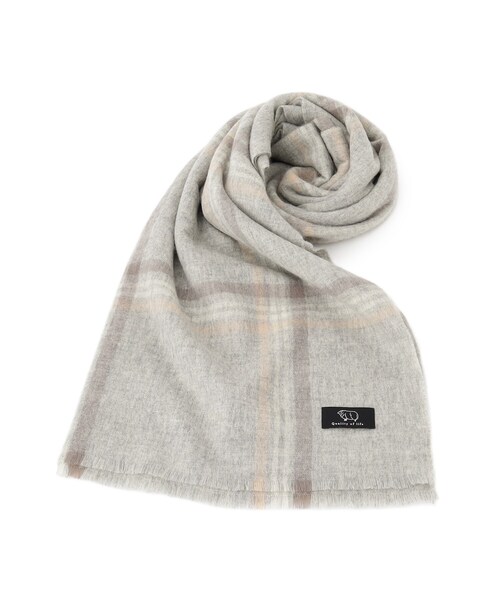 ITS'DEMO（イッツデモ）の「◆【手洗い可】格子ライトウール混ストール（ストール/ショール・レディース・イエロー系9/ブラウン系2/ベージュ系1/グレー系1/ダークブラウン系1/ライトパープル・00）」の2枚目の写真