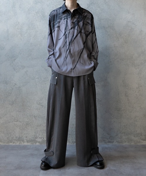 PHILTHEORY（フィルセオリー）の「Pleats docking slacks/プリーツドッキングスラックス（スラックス・メンズ・グレー/ブラック・3/2/1）」の4枚目の写真