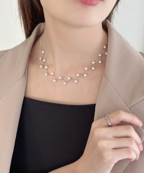 sowang（ソワン）の「ジグザグデザインパールネックレス/オケージョン（ネックレス・レディース・ゴールド/シルバー・FREE）」の2枚目の写真