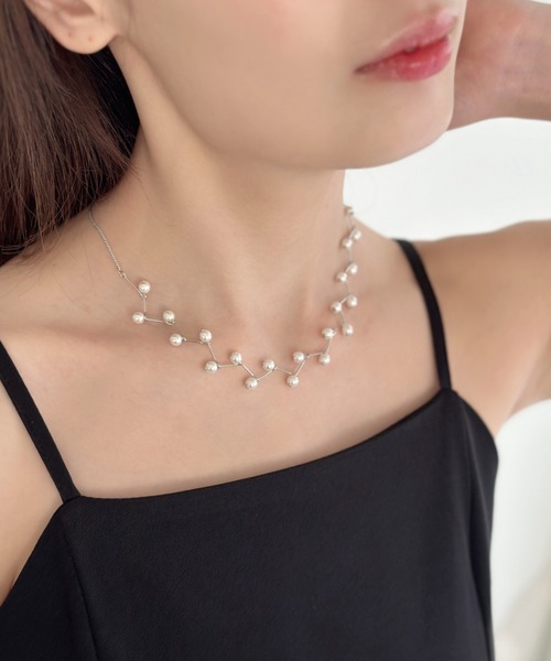 ジグザグデザインパールネックレス/オケージョン（ネックレス