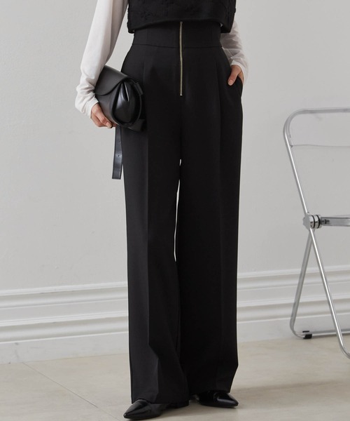 RANAN（ラナン）の「[4サイズ展開] 麻調素材ハイウエストジップワイドパンツ【接触冷感・UVカット】（その他パンツ・レディース・ブラック/アイボリー/グレー/ベージュ・M/S/LL/L）」の18枚目の写真