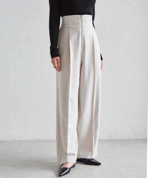 RANAN（ラナン）の「【4サイズ展開】きれいめ素材ハイウエストジップワイドパンツ（その他パンツ・レディース・ブラック/アイボリー/グレー/ベージュ・M/S/LL/L）」の18枚目の写真