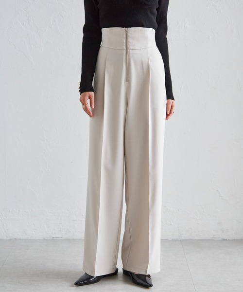 RANAN（ラナン）の「【4サイズ展開】きれいめ素材ハイウエストジップワイドパンツ（その他パンツ・レディース・ブラック/アイボリー/グレー/ベージュ・M/S/LL/L）」の19枚目の写真