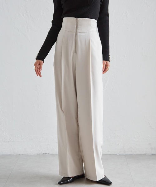 RANAN（ラナン）の「【4サイズ展開】きれいめ素材ハイウエストジップワイドパンツ（その他パンツ・レディース・ブラック/アイボリー/グレー/ベージュ・M/S/LL/L）」の20枚目の写真