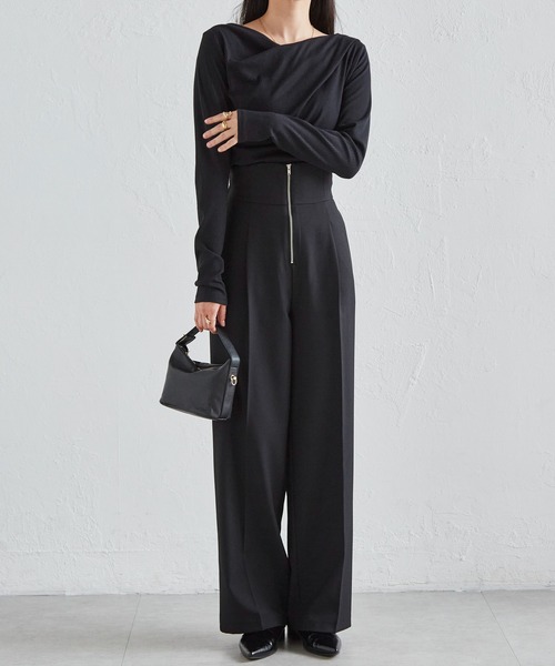 RANAN（ラナン）の「【4サイズ展開】きれいめ素材ハイウエストジップワイドパンツ（その他パンツ・レディース・ブラック/アイボリー/グレー/ベージュ・M/S/LL/L）」の21枚目の写真