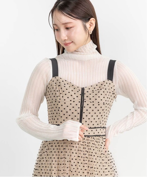 RANDA(ランダ)の「【HEART COLLECTION】ハートチュールロングワンピース(ワンピース・レディース・ベージュ/ピンク/ブラック・0/1)」の6枚目の写真