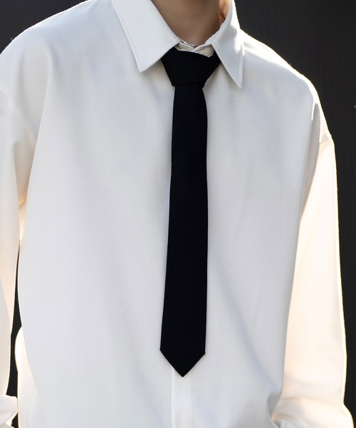 CLEL（クレイル）の「【CLEL】Wool Silk Jacquard Narrow Tie / ウールシルクジャガードナロータイ（ネクタイ・メンズ・ブラック/ブルー系1/ワイン系1/ブラック系1・FREE）」の9枚目の写真