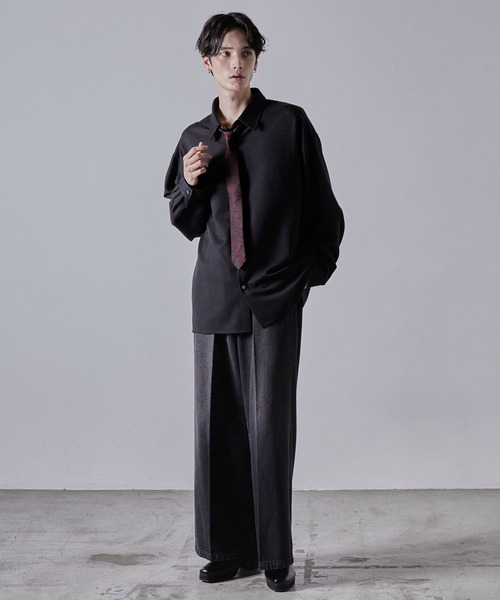 CLEL】Wool Silk Jacquard Narrow Tie / ウールシルクジャガード