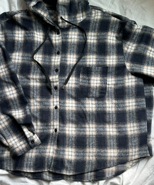 Theater code（シアターコード）の「Theater code × 6hourssleep オーバーサイズ チェックフーディシャツ（シャツ/ブラウス・メンズ・ブラック・M/L）」の14枚目の写真