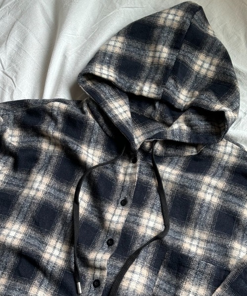 Theater code（シアターコード）の「Theater code × 6hourssleep オーバーサイズ チェックフーディシャツ（シャツ/ブラウス・メンズ・ブラック・M/L）」の18枚目の写真
