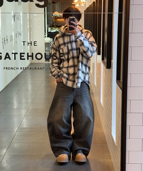 Theater code（シアターコード）の「Theater code × 6hourssleep オーバーサイズ チェックフーディシャツ（シャツ/ブラウス・メンズ・ブラック・M/L）」の22枚目の写真