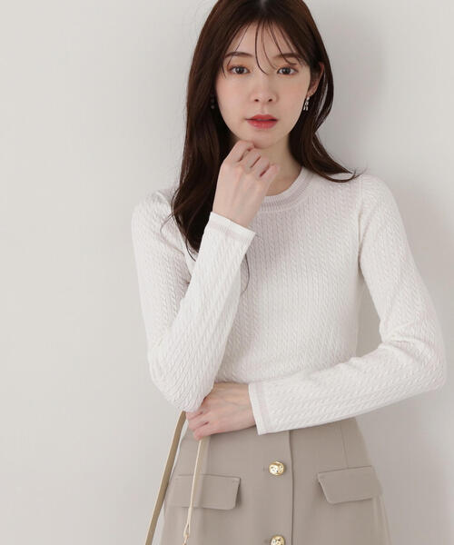PROPORTION BODY DRESSING(プロポーションボディドレッシング)の「ポイントシアーニット / 1215170209(ニット/セーター・レディース・ホワイト/ライトグリーン/グレー/ネイビー・SMALL/MEDIUM)」の1枚目の写真