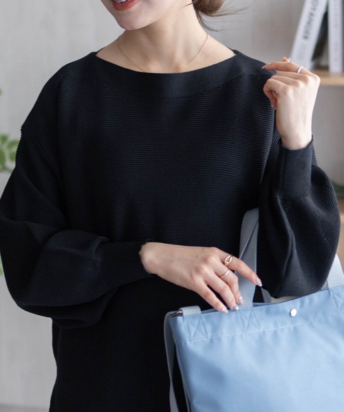 HusHusH（ハッシュアッシュ）の「HusHusH 袖ボリュームプルオーバー（ニット/セーター・レディース・イエロー系/ネイビー系/グレイッシュベージュ・M/L）」の10枚目の写真