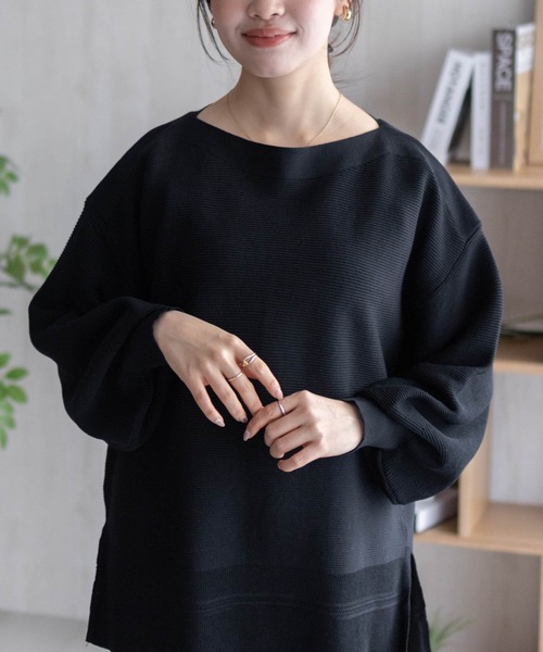 HusHusH（ハッシュアッシュ）の「HusHusH 袖ボリュームプルオーバー（ニット/セーター・レディース・イエロー系/ネイビー系/グレイッシュベージュ・M/L）」の12枚目の写真