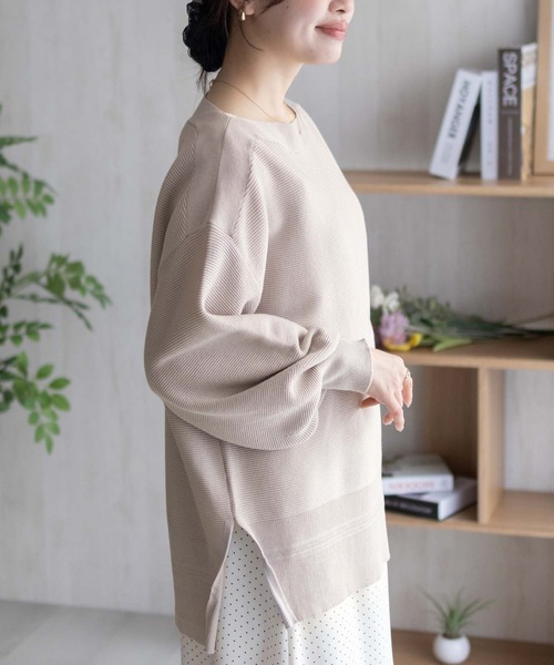 HusHusH（ハッシュアッシュ）の「HusHusH 袖ボリュームプルオーバー（ニット/セーター・レディース・イエロー系/ネイビー系/グレイッシュベージュ・M/L）」の8枚目の写真