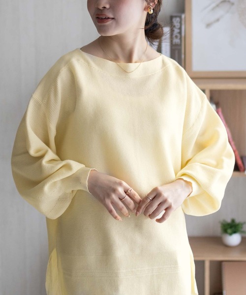 HusHusH（ハッシュアッシュ）の「HusHusH 袖ボリュームプルオーバー（ニット/セーター・レディース・イエロー系/ネイビー系/グレイッシュベージュ・M/L）」の18枚目の写真