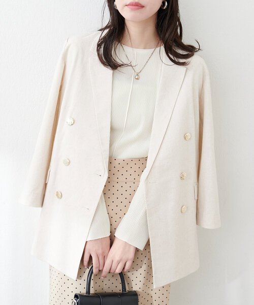 natural couture(ナチュラルクチュール)の「【WEB限定】前後2WAYストライプ調カットソー(Tシャツ/カットソー・レディース・オフホワイト/ブラック/サックスブルー・FREE)」の8枚目の写真