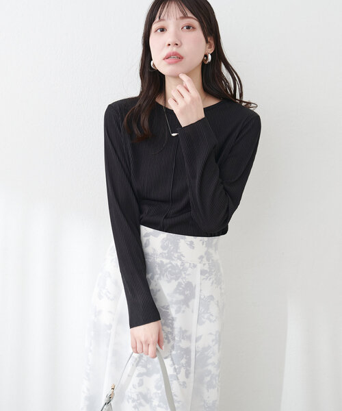 natural couture(ナチュラルクチュール)の「【WEB限定】前後2WAYストライプ調カットソー(Tシャツ/カットソー・レディース・オフホワイト/ブラック/サックスブルー・FREE)」の18枚目の写真
