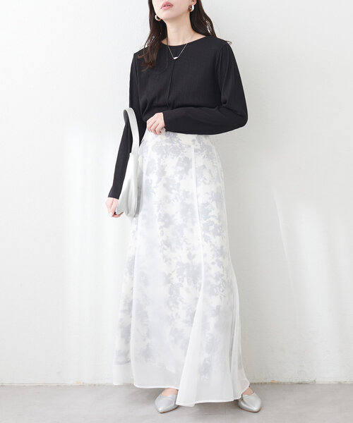 natural couture(ナチュラルクチュール)の「【WEB限定】前後2WAYストライプ調カットソー(Tシャツ/カットソー・レディース・オフホワイト/ブラック/サックスブルー・FREE)」の20枚目の写真