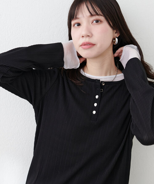 natural couture(ナチュラルクチュール)の「【WEB限定】前後2WAYストライプ調カットソー(Tシャツ/カットソー・レディース・オフホワイト/ブラック/サックスブルー・FREE)」の13枚目の写真