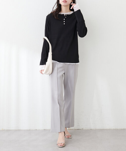 natural couture(ナチュラルクチュール)の「【WEB限定】前後2WAYストライプ調カットソー(Tシャツ/カットソー・レディース・オフホワイト/ブラック/サックスブルー・FREE)」の15枚目の写真
