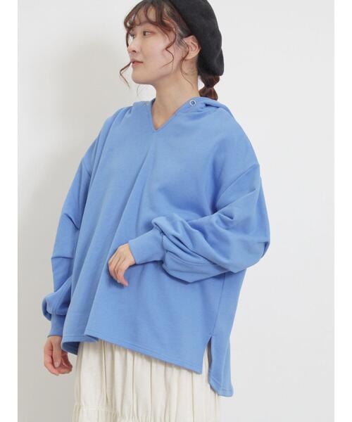 Samansa Mos2（サマンサ モスモス）の「袖タックスキッパーフーディー（Tシャツ/カットソー・レディース・チャコールグレー/オフホワイト/ブルー/イエロー・F）」の3枚目の写真