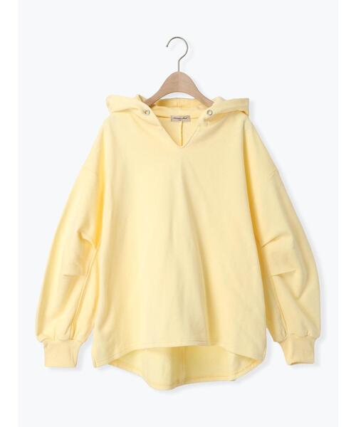 Samansa Mos2（サマンサ モスモス）の「袖タックスキッパーフーディー（Tシャツ/カットソー・レディース・チャコールグレー/オフホワイト/ブルー/イエロー・F）」の14枚目の写真