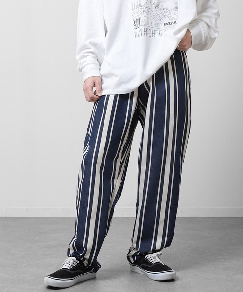 ZIP FIVE(ジップファイブ)の「【ZIP FIVE】 TCツイル ワイド シェフパンツ チェック / ストライプ / レオパード(チノパンツ・メンズ・アイボリー/ブラック/オリーブ/ホワイト×ブルー/レオパード/ストライプ/ブラック系・MEDIUM/LARGE/X-LARGE)」の3枚目の写真