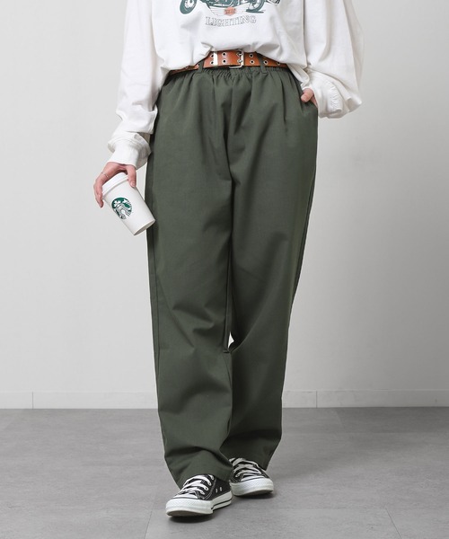 ZIP FIVE(ジップファイブ)の「【ZIP FIVE】 TCツイル ワイド シェフパンツ チェック / ストライプ / レオパード(チノパンツ・メンズ・アイボリー/ブラック/オリーブ/ホワイト×ブルー/レオパード/ストライプ/ブラック系・MEDIUM/LARGE/X-LARGE)」の1枚目の写真