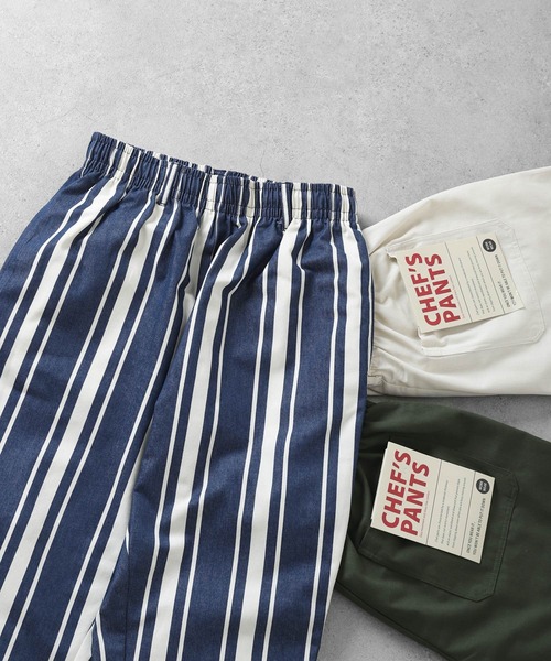 ZIP FIVE(ジップファイブ)の「【ZIP FIVE】 TCツイル ワイド シェフパンツ チェック / ストライプ / レオパード(チノパンツ・メンズ・アイボリー/ブラック/オリーブ/ホワイト×ブルー/レオパード/ストライプ/ブラック系・MEDIUM/LARGE/X-LARGE)」の8枚目の写真