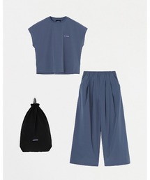 THOUSAND MILE(TEUh}C)́yTHOUSAND MILEzFRENCH SLEEVE SHIRT & WIDE PANTS SET/t`X[uVcChpc3_Zbg(ZbgAbv)