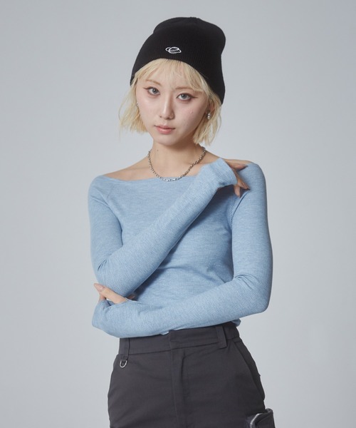 ENVYM（アンビー）の「ワンポイントロゴビーニー（ニットキャップ/ビーニー・レディース・グレー/ブラック・FREE）」の6枚目の写真